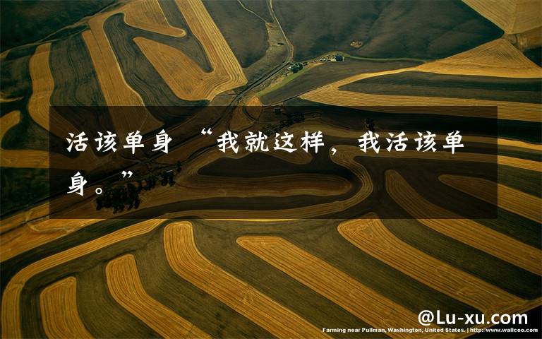 活该单身 “我就这样，我活该单身。”