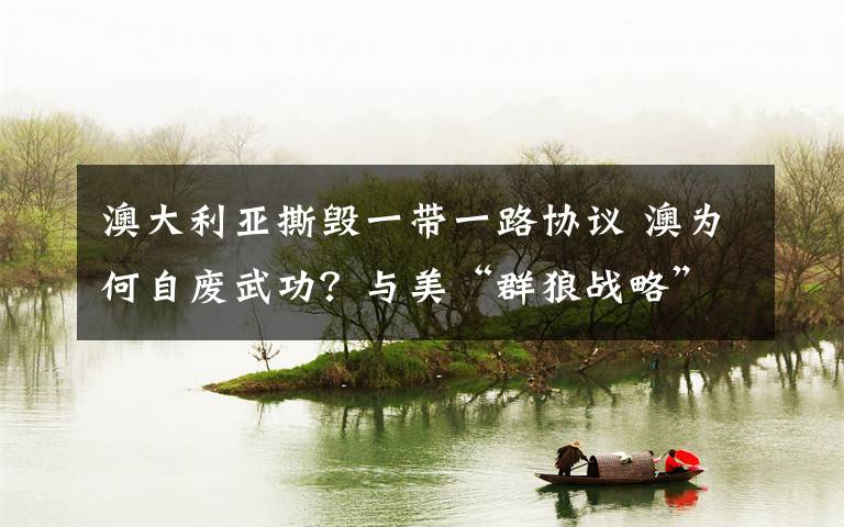澳大利亚撕毁一带一路协议 澳为何自废武功？与美“群狼战略”共舞