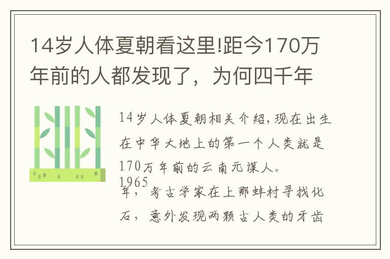 14岁人体夏朝看这里!距今170万年前的人都发现了，为何四千年前的夏朝，却始终找不到