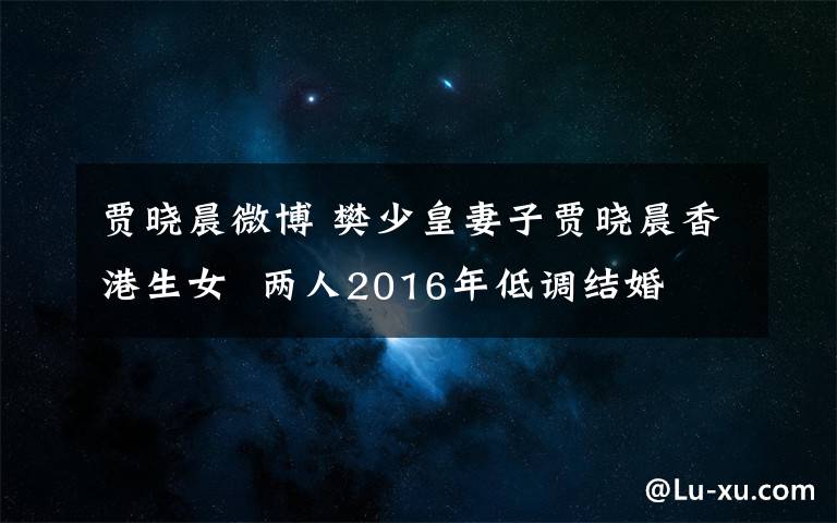贾晓晨微博 樊少皇妻子贾晓晨香港生女 两人2016年低调结婚