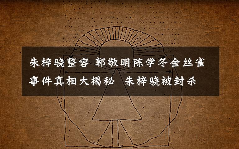 朱梓骁整容 郭敬明陈学冬金丝雀事件真相大揭秘  朱梓骁被封杀真相