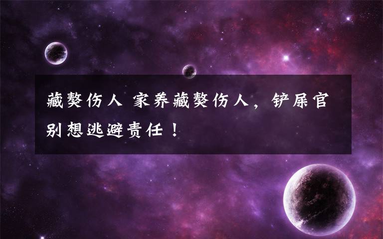 藏獒伤人 家养藏獒伤人，铲屎官别想逃避责任！