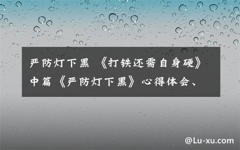 严防灯下黑 《打铁还需自身硬》中篇《严防灯下黑》心得体会、影评