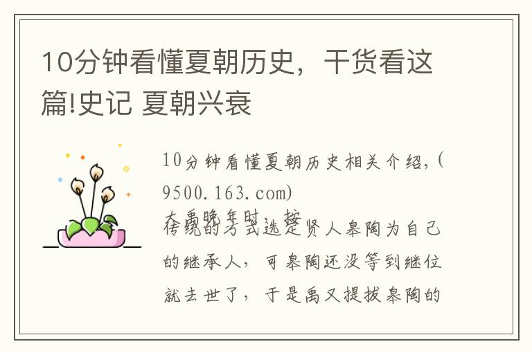 10分钟看懂夏朝历史，干货看这篇!史记 夏朝兴衰