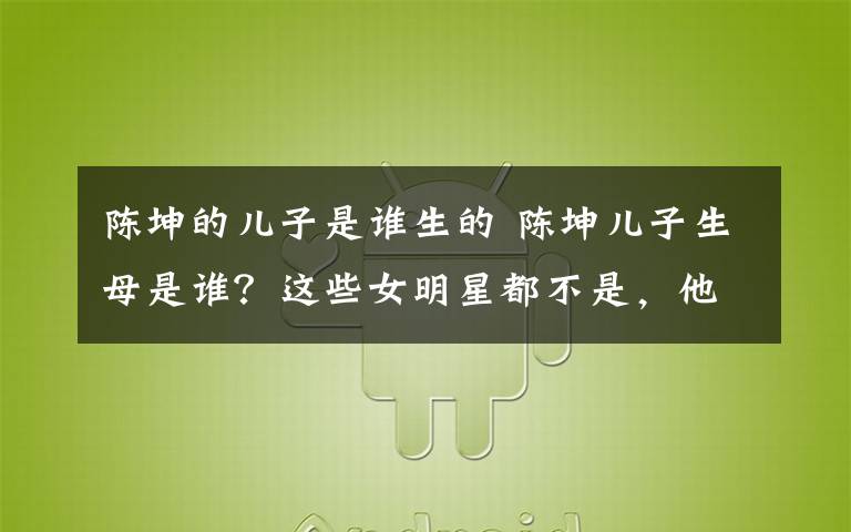 陈坤的儿子是谁生的 陈坤儿子生母是谁？这些女明星都不是，他有他的秘密