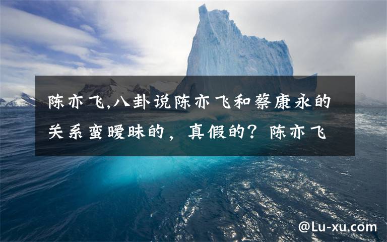 陈亦飞,八卦说陈亦飞和蔡康永的关系蛮暧昧的，真假的？陈亦飞最近有啥动向？