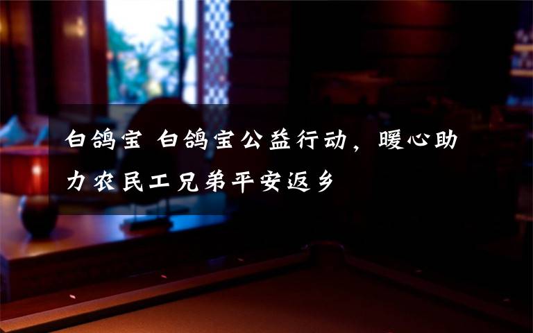 白鸽宝 白鸽宝公益行动，暖心助力农民工兄弟平安返乡