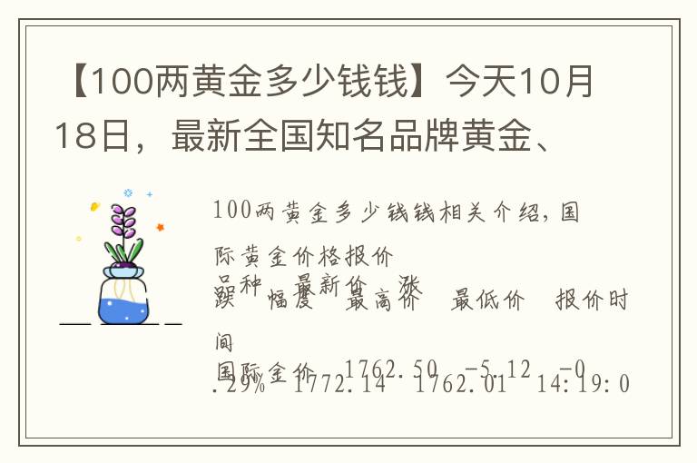 【100两黄金多少钱钱】今天10月18日，最新全国知名品牌黄金、铂金价格调整信息