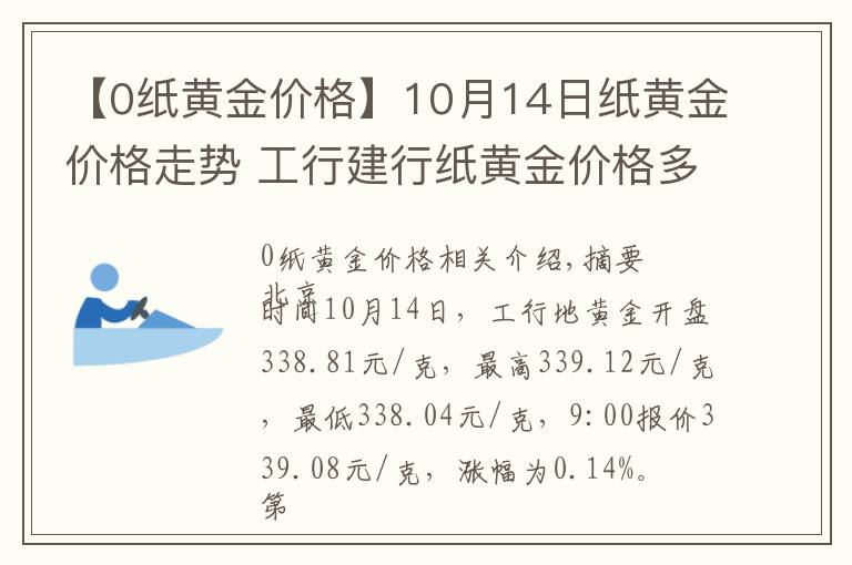 【0纸黄金价格】10月14日纸黄金价格走势 工行建行纸黄金价格多少？