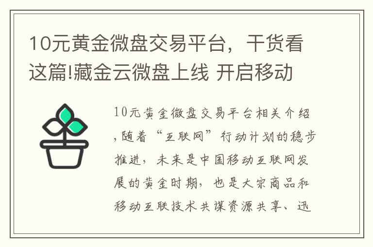 10元黄金微盘交易平台，干货看这篇!藏金云微盘上线 开启移动互联网时代的新征程