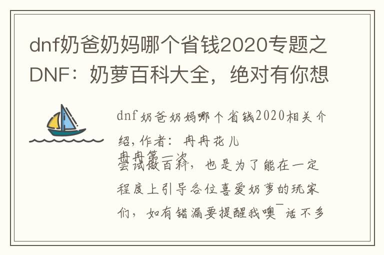 dnf奶爸奶妈哪个省钱2020专题之DNF：奶萝百科大全，绝对有你想要的