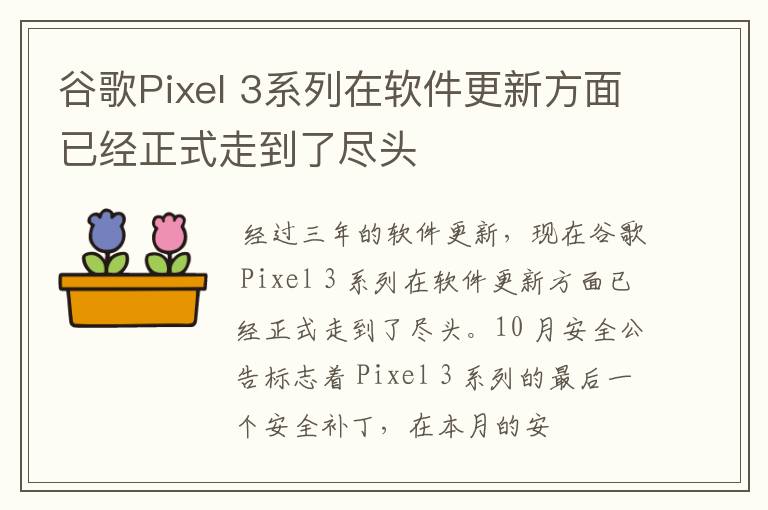 谷歌Pixel 3系列在软件更新方面已经正式走到了尽头