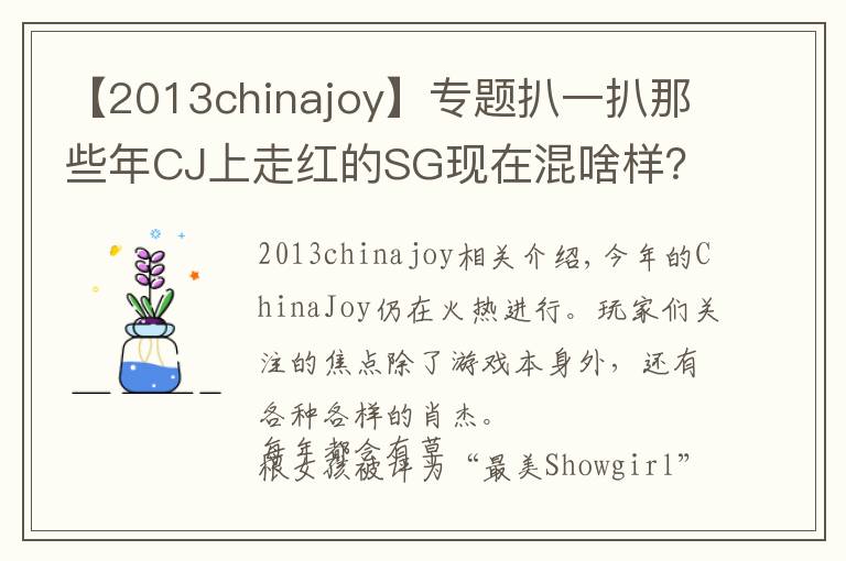 【2013chinajoy】专题扒一扒那些年CJ上走红的SG现在混啥样？今年只有最美小林志玲来了