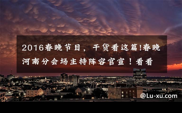 2016春晚节目，干货看这篇!春晚河南分会场主持阵容官宣！看看跟你想的一样不一样