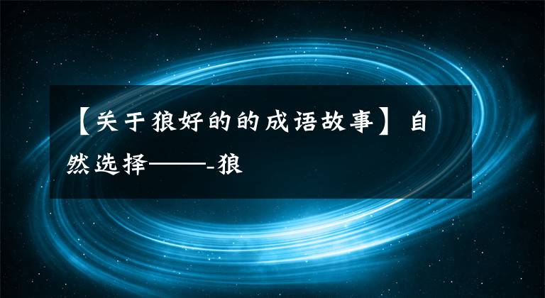【关于狼好的的成语故事】自然选择——-狼