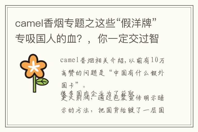 camel香烟专题之这些“假洋牌”专吸国人的血？，你一定交过智商税