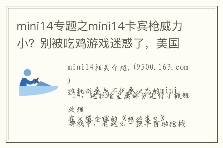 mini14专题之mini14卡宾枪威力小？别被吃鸡游戏迷惑了，美国FBI曾栽在它手上