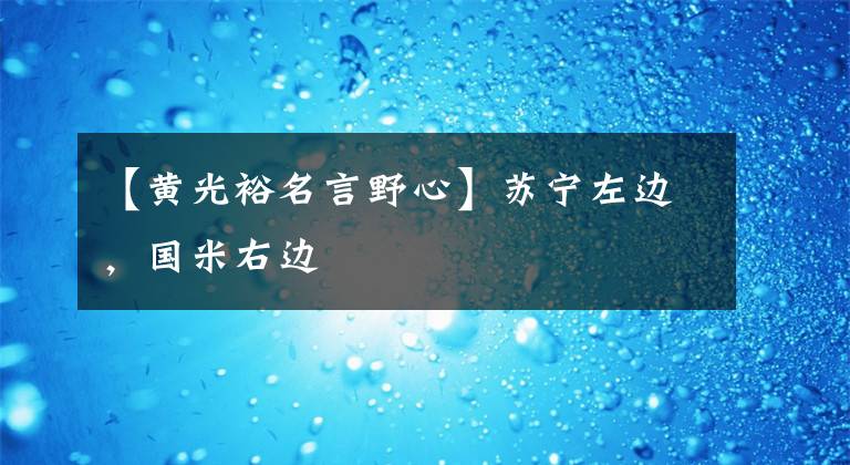 【黄光裕名言野心】苏宁左边，国米右边