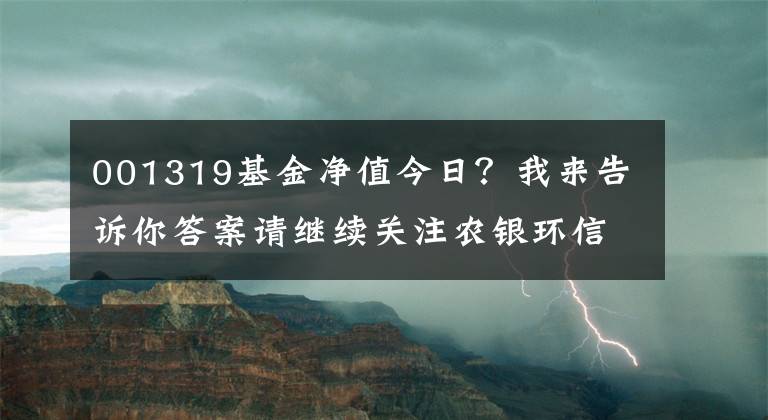 001319基金净值今日？我来告诉你答案请继续关注农银环信息媒体主题股票净值下降1.58%