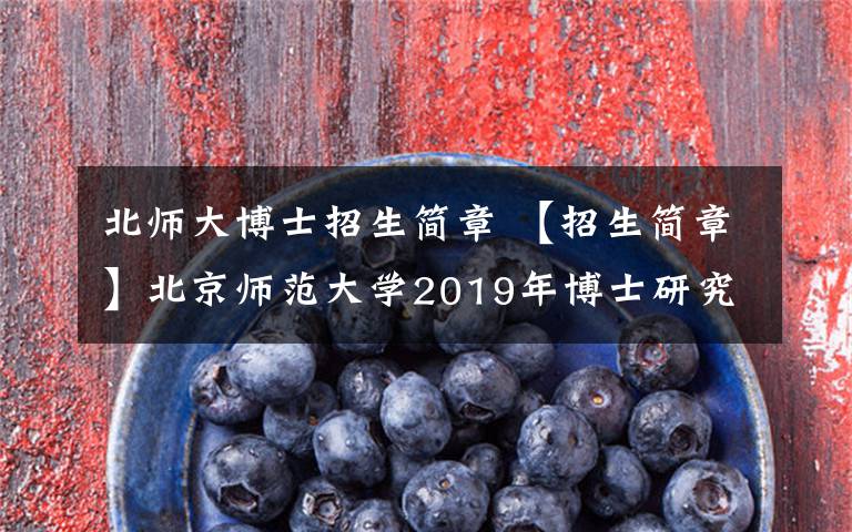 北师大博士招生简章 【招生简章】北京师范大学2019年博士研究生招生简章