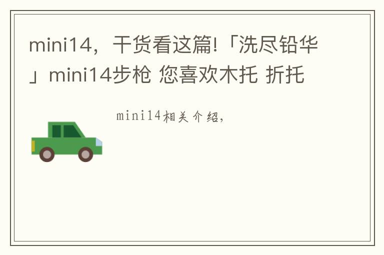 mini14，干货看这篇!「洗尽铅华」mini14步枪 您喜欢木托 折托 还是改造版
