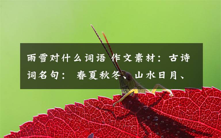 雨雪对什么词语 作文素材：古诗词名句： 春夏秋冬、山水日月、风花雨雪，孩子肯定用得上！