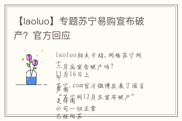 【laoluo】专题苏宁易购宣布破产？官方回应