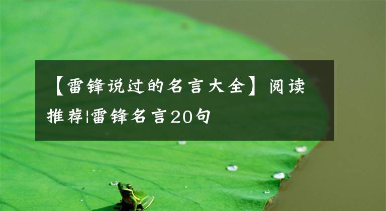 【雷锋说过的名言大全】阅读推荐|雷锋名言20句