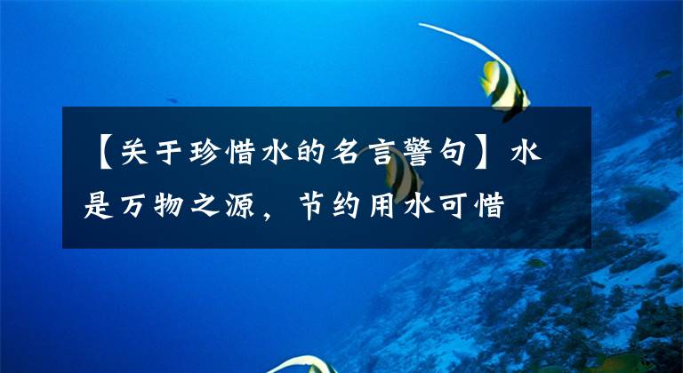 【关于珍惜水的名言警句】水是万物之源，节约用水可惜