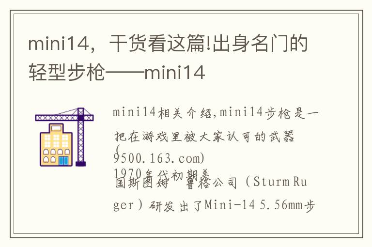 mini14，干货看这篇!出身名门的轻型步枪——mini14