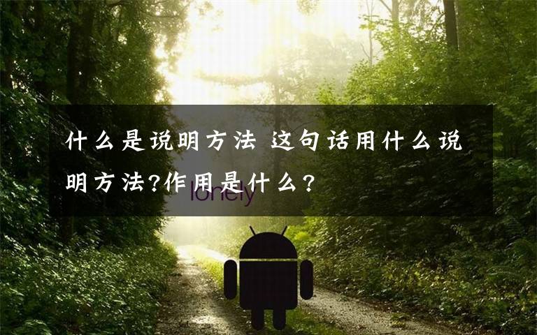 什么是说明方法 这句话用什么说明方法?作用是什么?