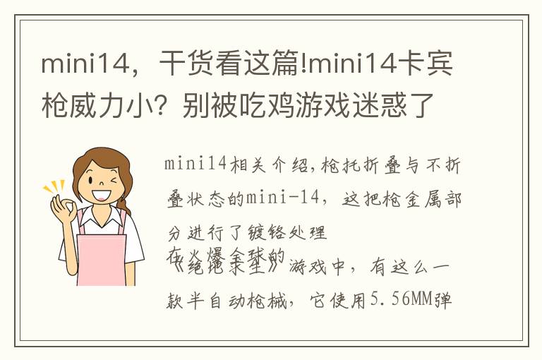 mini14，干货看这篇!mini14卡宾枪威力小？别被吃鸡游戏迷惑了，美国FBI曾栽在它手上