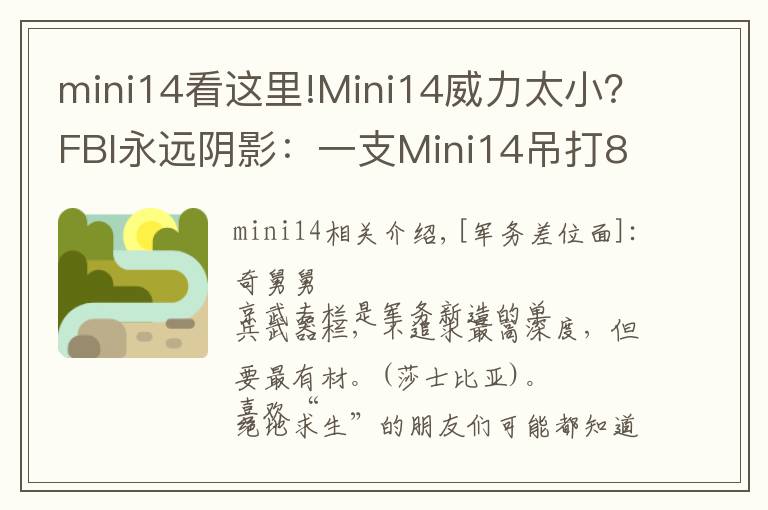 mini14看这里!Mini14威力太小？FBI永远阴影：一支Mini14吊打8名探员