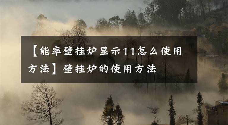 【能率壁挂炉显示11怎么使用方法】壁挂炉的使用方法