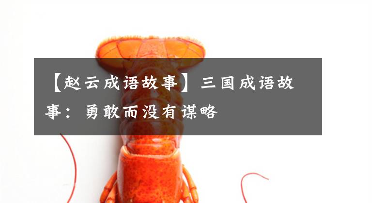 【赵云成语故事】三国成语故事：勇敢而没有谋略