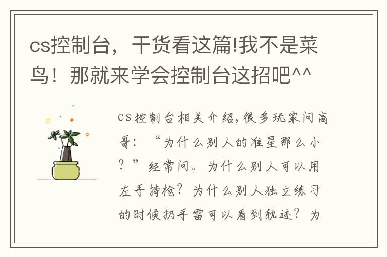 cs控制台，干货看这篇!我不是菜鸟！那就来学会控制台这招吧^^