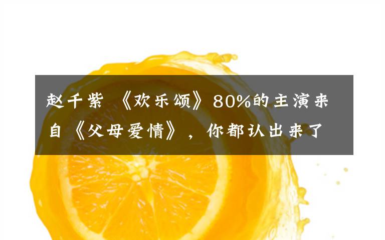 赵千紫 《欢乐颂》80%的主演来自《父母爱情》，你都认出来了吗？