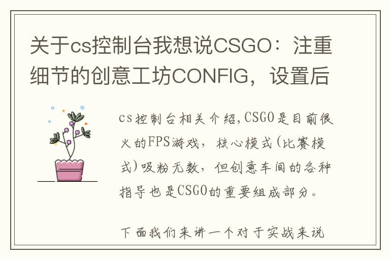 关于cs控制台我想说CSGO：注重细节的创意工坊CONFIG，设置后会有更好的游戏体验
