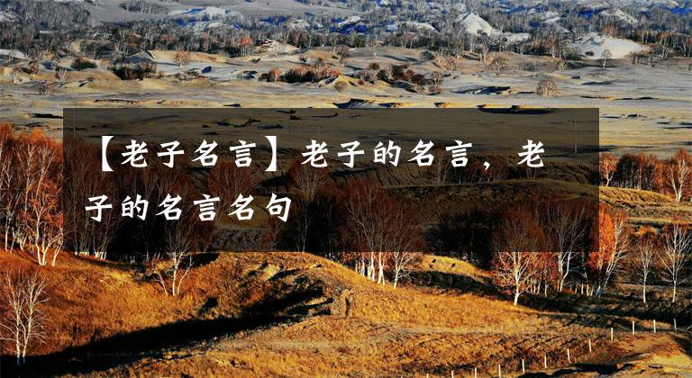 【老子名言】老子的名言，老子的名言名句