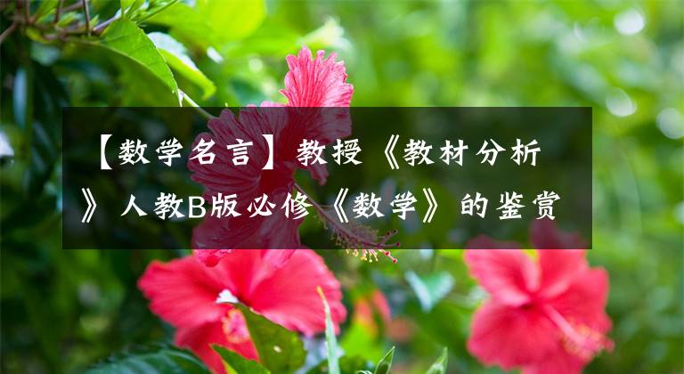 【数学名言】教授《教材分析》人教B版必修《数学》的鉴赏3354章名页上的名人名言