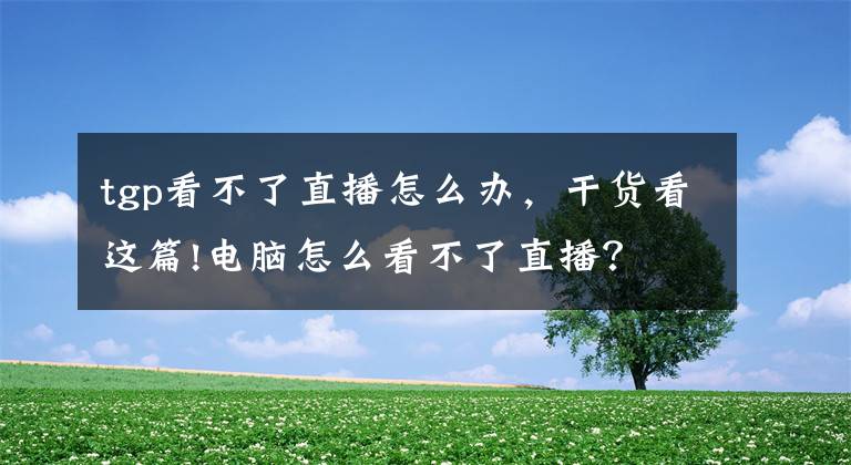 tgp看不了直播怎么办，干货看这篇!电脑怎么看不了直播？