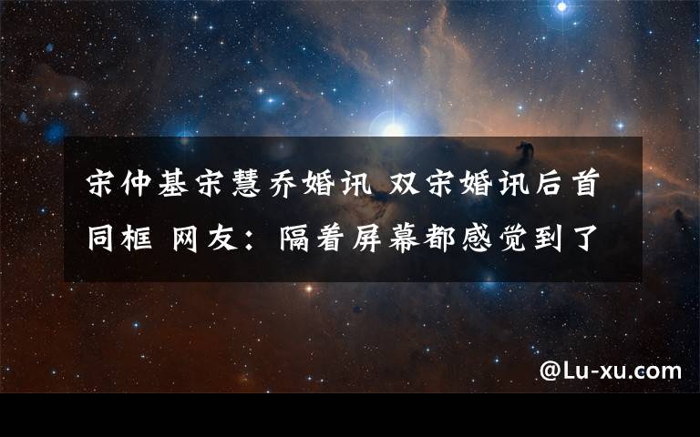 宋仲基宋慧乔婚讯 双宋婚讯后首同框 网友：隔着屏幕都感觉到了幸福