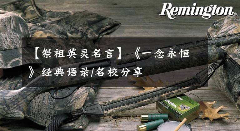 【祭祖英灵名言】《一念永恒》经典语录/名校分享