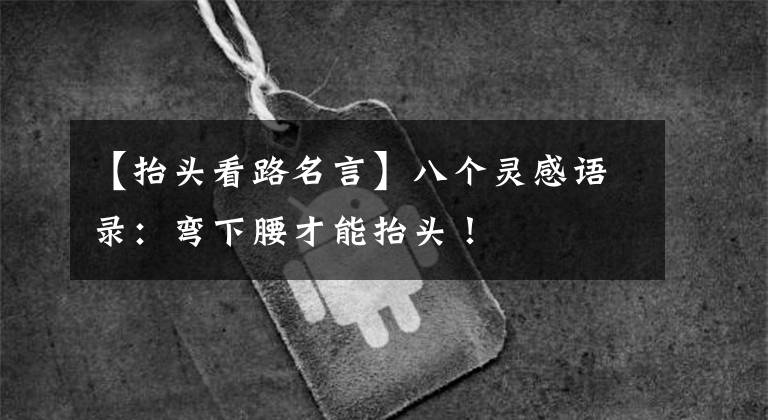 【抬头看路名言】八个灵感语录：弯下腰才能抬头！