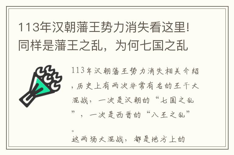 113年汉朝藩王势力消失看这里!同样是藩王之乱，为何七国之乱很快平定，八王之乱让国家灭亡