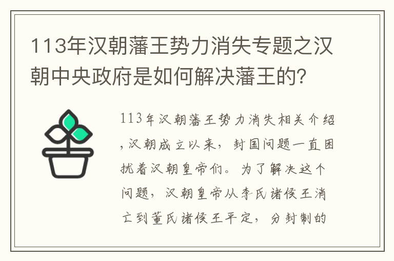 113年汉朝藩王势力消失专题之汉朝中央政府是如何解决藩王的？从武力到法律，用了四代的时间