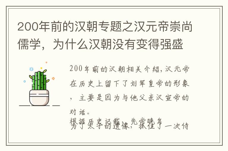 200年前的汉朝专题之汉元帝崇尚儒学，为什么汉朝没有变得强盛，反而走向衰落