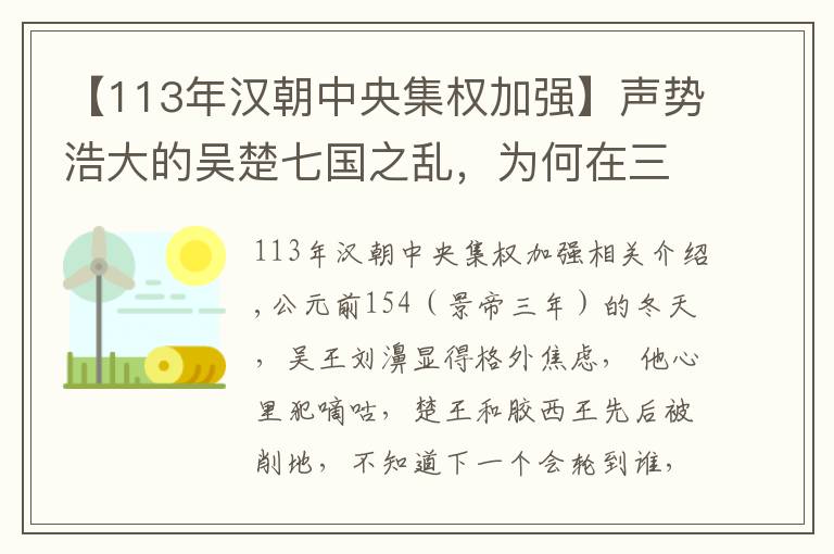 【113年汉朝中央集权加强】声势浩大的吴楚七国之乱，为何在三个月内就平定了？