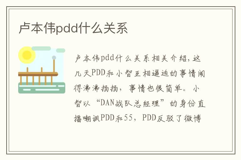 卢本伟pdd什么关系