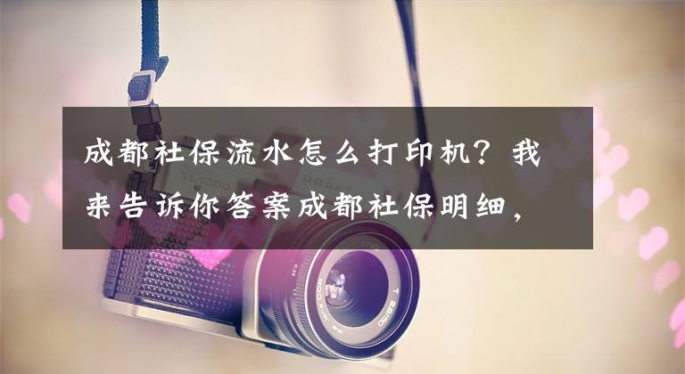 成都社保流水怎么打印机？我来告诉你答案成都社保明细，如何查询？
